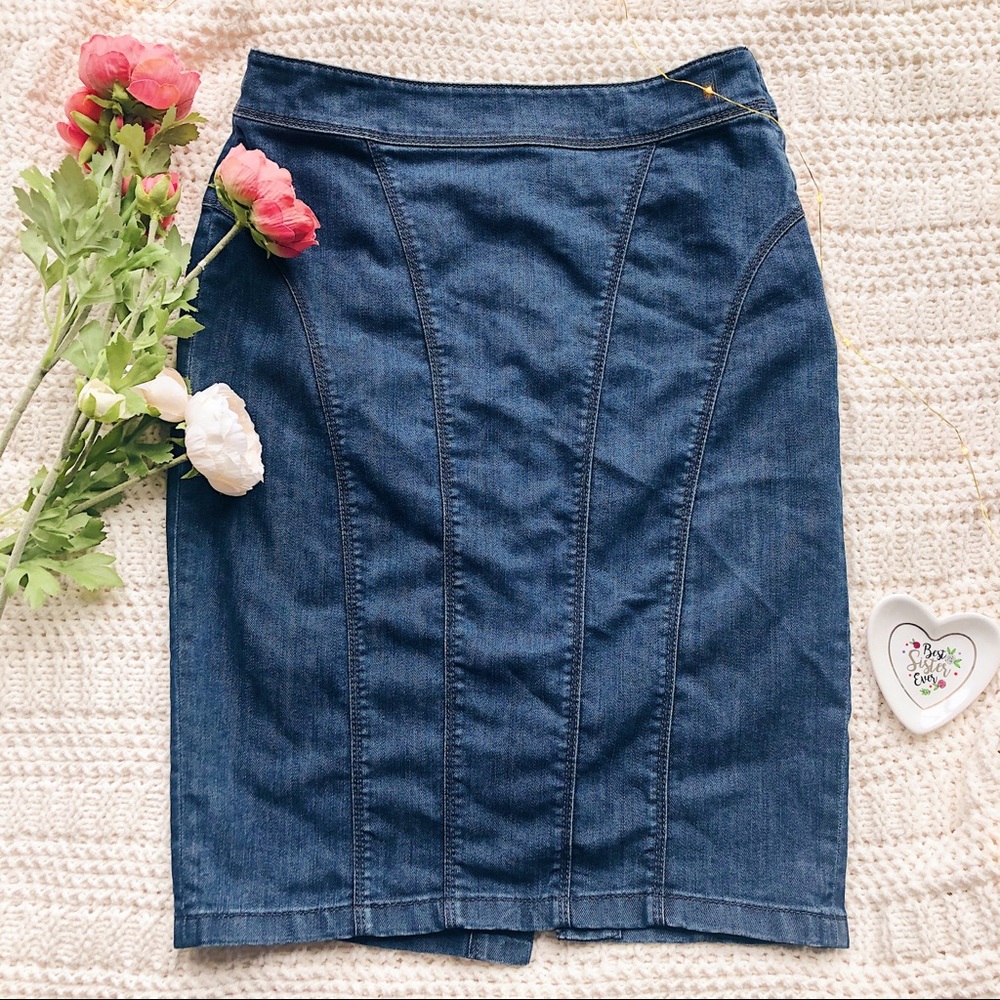 Ann Tailor Dark Wash Denim Pencil Skirt!